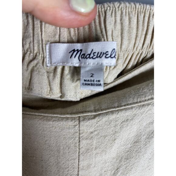 Madewell, Size 2, Pull-On Straight Crop Pant, Wide Leg, Light Tan, Linen Blend - Picture 4 of 8